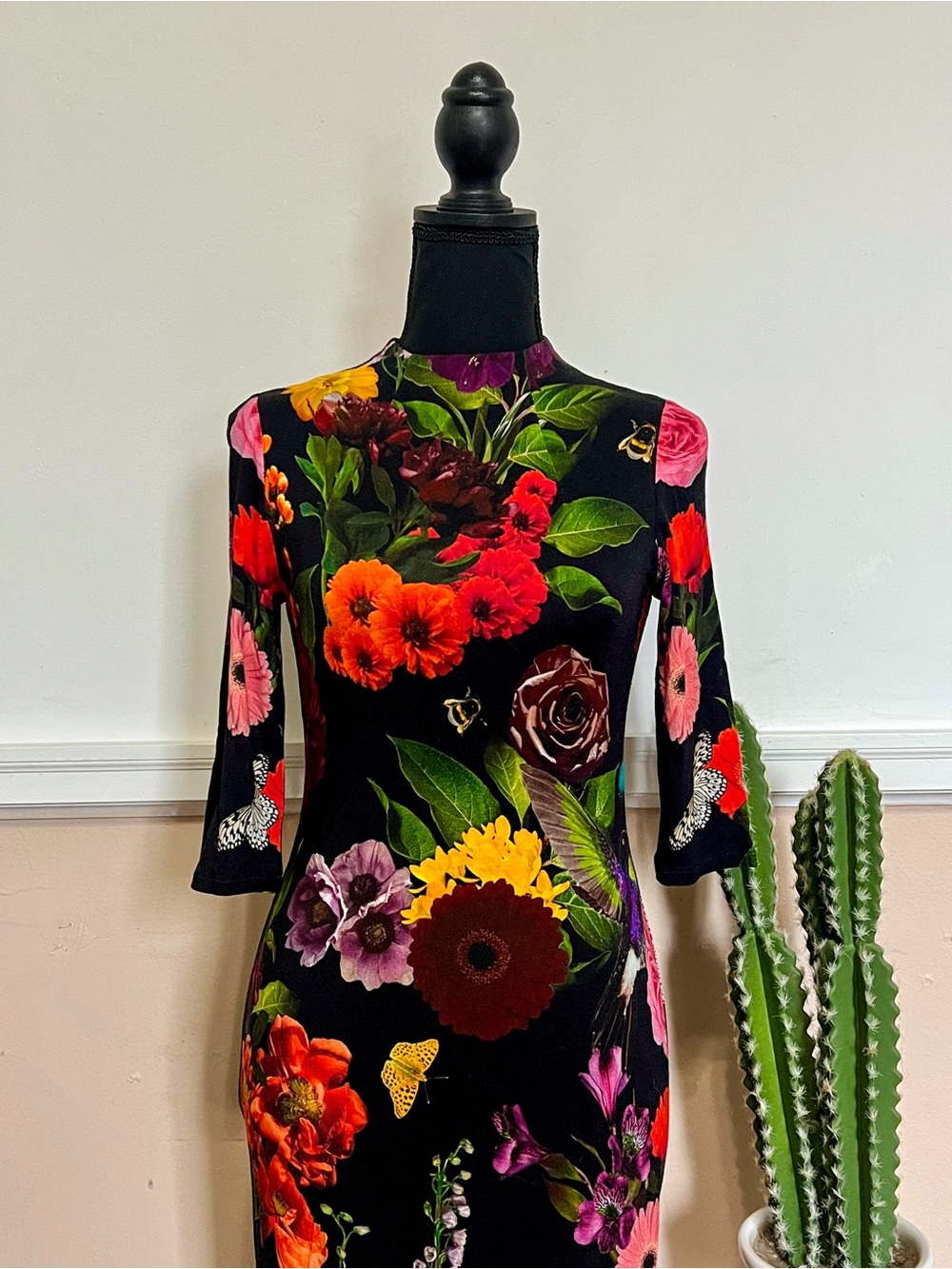 ALICE + OLIVIA Butterfly Floral Print Long Dress Size 4